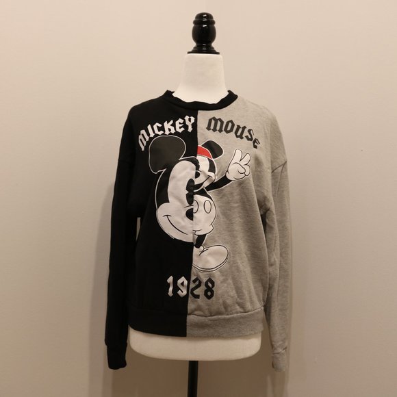 Disney Sweaters - Half and Half Design Disney Mickey Mouse Crewneck